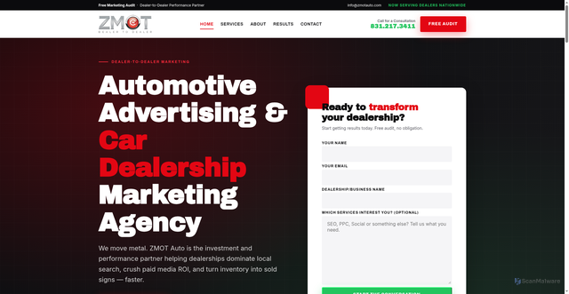 Security scan screenshot of https://zmotauto.com