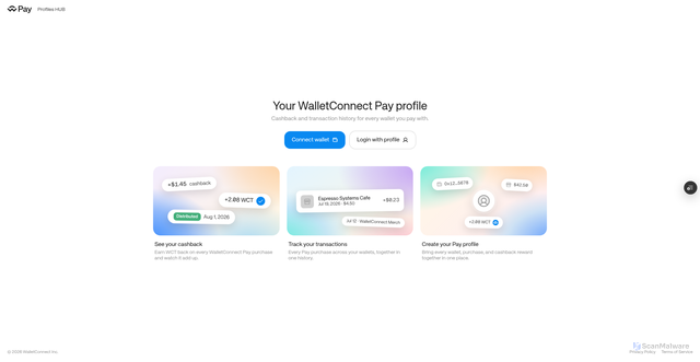 Security scan screenshot of https://pay-profiles-8uz0h1h4f-walletconnect.vercel.app/