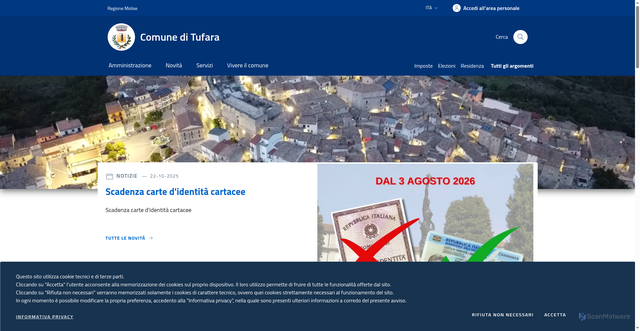 Security scan screenshot of https://comune.tufara.cb.it