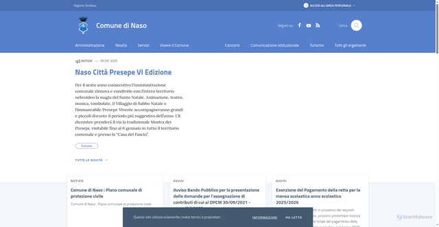 Security scan screenshot of https://www.comune.naso.me.it/