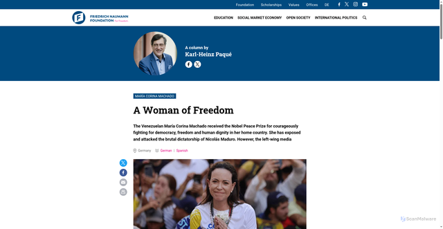 Security scan screenshot of https://www.freiheit.org/maria-corina-machado-woman-freedom