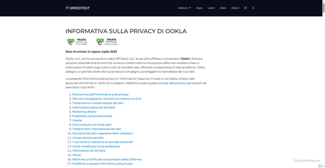 Security scan screenshot of https://es20241018.pages.dev/it/about/privacy