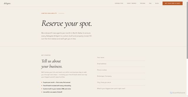 Security scan screenshot of https://rundelegate.com/reserve