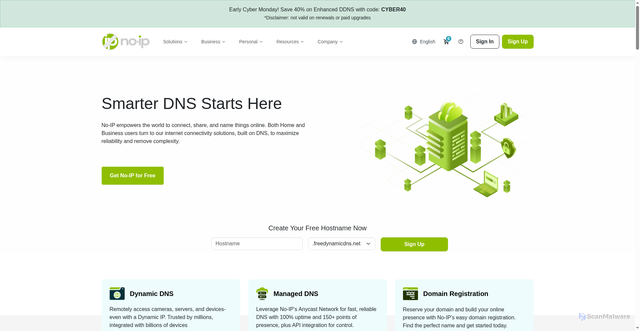 Security scan screenshot of https://www.noip.com/