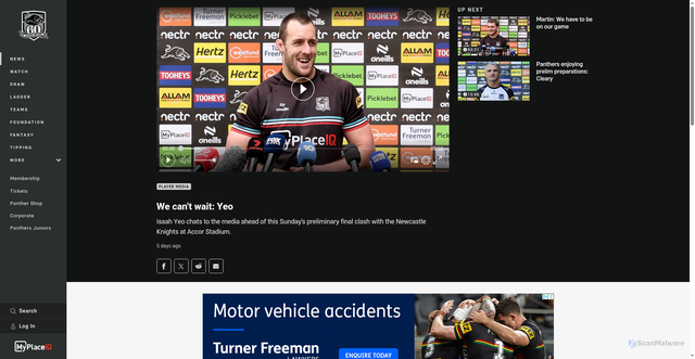 Security scan screenshot of https://www.penrithpanthers.com.au/news/2026/09/22/we-cant-wait-yeo/
