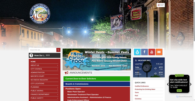 Security scan screenshot of https://newcarlisleohio.gov/