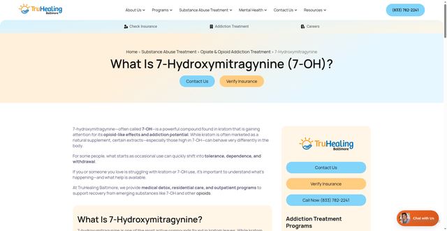 Security scan screenshot of https://truhealingbaltimore.com/substance-abuse-treatment-programs-baltimore-md/opiate-opioid-addiction-treatment/7-hydroxymitragynine-7-oh/