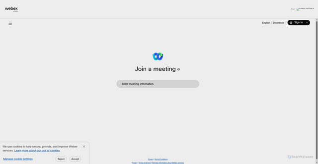 Security scan screenshot of https://onetakeda.webex.com