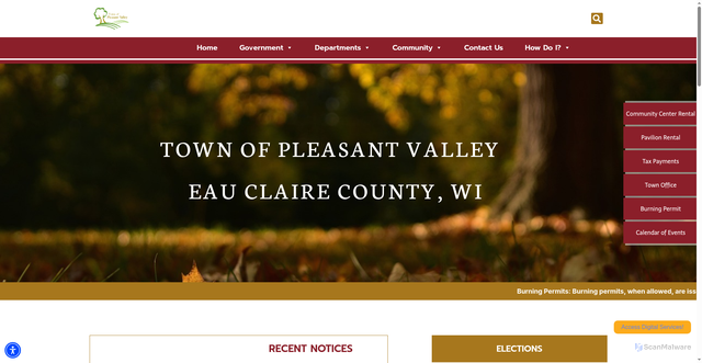 Security scan screenshot of https://pleasantvalleywi.gov/