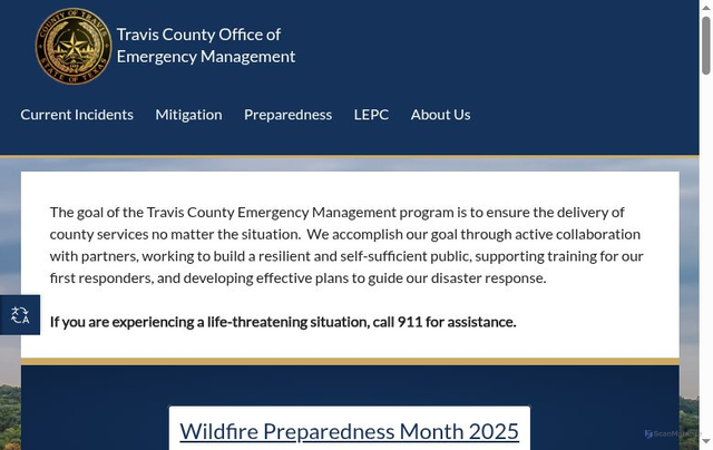 Security scan screenshot of https://oem.traviscountytx.gov/