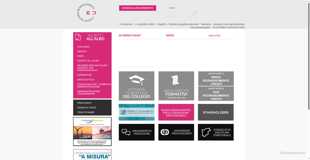 Security scan screenshot of https://www.collegio.geometri.tn.it/