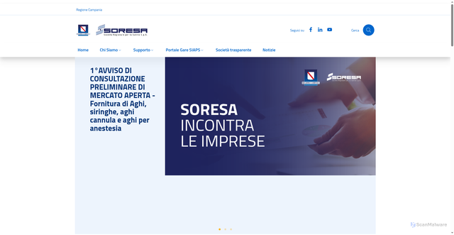 Security scan screenshot of https://www.soresa.it