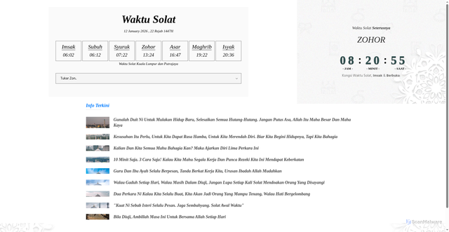 Security scan screenshot of https://waktusolat.my