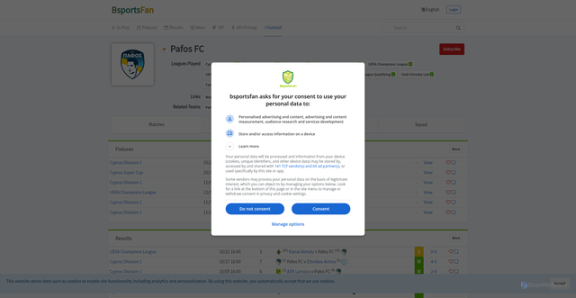 Security scan screenshot of https://bsportsfan.com/t/175447/Pafos-FC/p.7