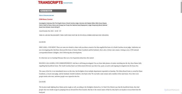 Security scan screenshot of https://transcripts.cnn.com/show/cnc/date/2025-10-06/segment/10