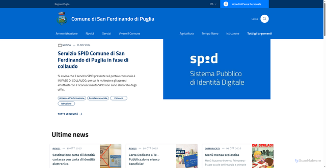 Security scan screenshot of https://comune.sanferdinandodipuglia.bt.it/
