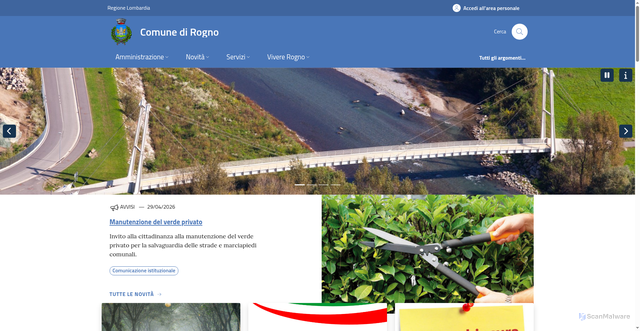 Security scan screenshot of https://www.comune.rogno.bg.it