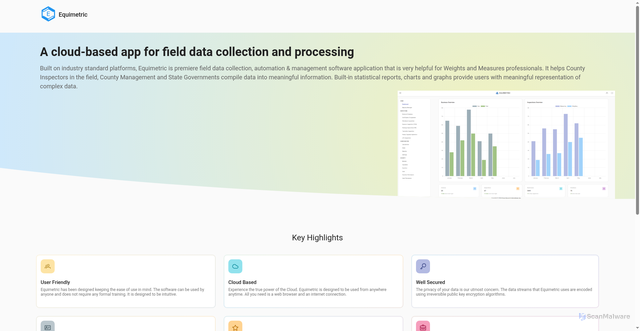 Security scan screenshot of https://equimetric.com