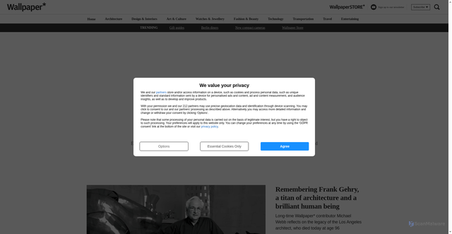 Security scan screenshot of https://www.wallpaper.com/tag/frank-gehry