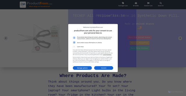 Security scan screenshot of https://www.productfrom.com