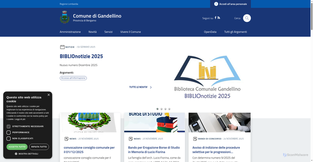 Security scan screenshot of https://www.comune.gandellino.bg.it/