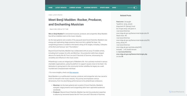 Security scan screenshot of https://ise-orun.mlga.ek.gov.ng/01182005/meet-benji-madden-rocker-producer-and-enchanting-musician/