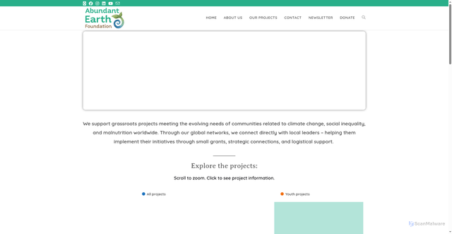 Security scan screenshot of https://abundantearthfoundation.org