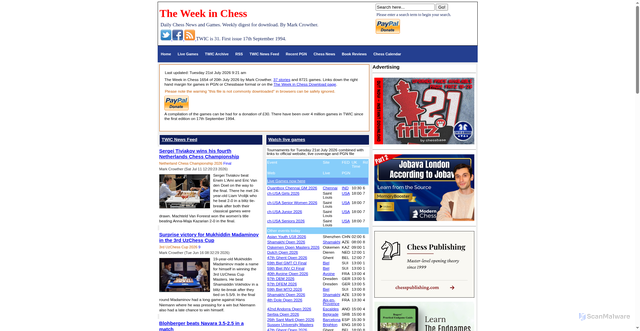 Security scan screenshot of https://theweekinchess.com/