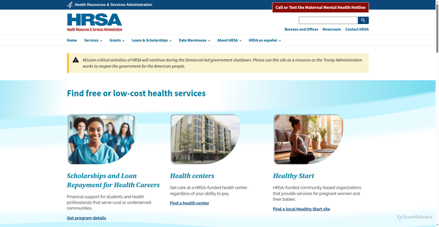 Security scan screenshot of https://www.hrsa.gov/
