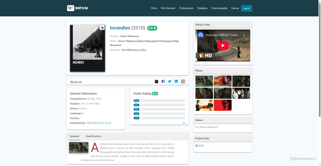 Security scan screenshot of https://www.wfcn.co/film/incendies-2010/auto-redirect-canvas