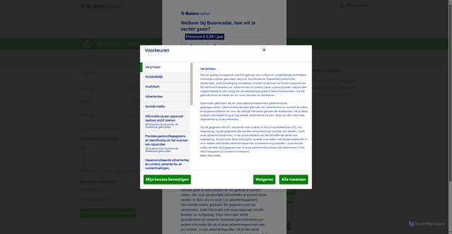 Security scan screenshot of https://www.buienradar.be