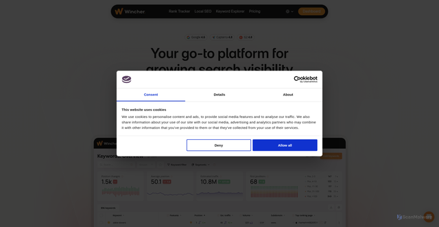 Security scan screenshot of https://www.wincher.com/