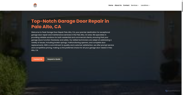 Security scan screenshot of https://peak-garage-door-repair-palo-alto.pages.dev/palo-alto-ca