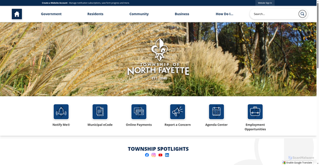 Security scan screenshot of https://northfayettepa.gov/