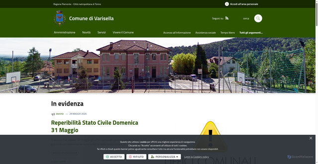 Security scan screenshot of https://www.comune.varisella.to.it