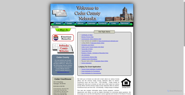 Security scan screenshot of https://cedarcountyne.gov/