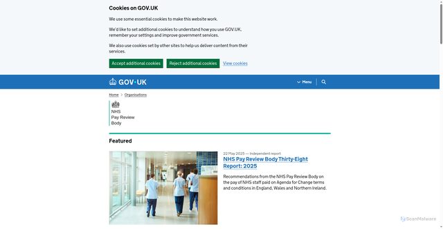 Security scan screenshot of https://www.gov.uk/government/organisations/nhs-pay-review-body