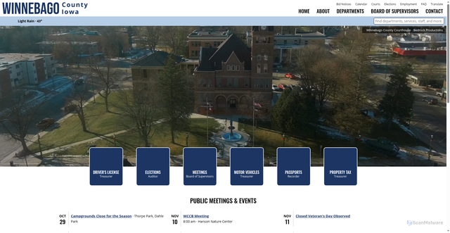 Security scan screenshot of https://winnebagocountyiowa.gov/