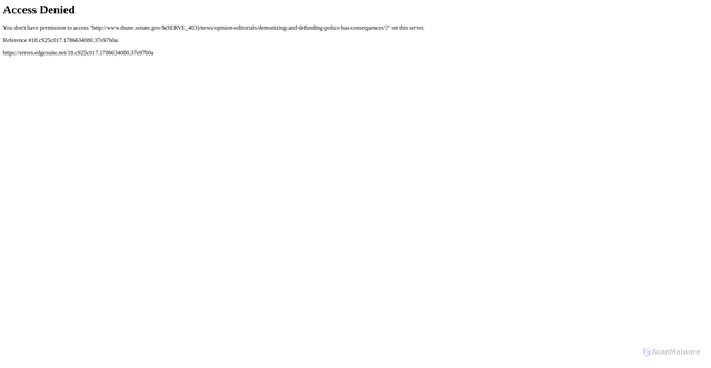 Security scan screenshot of https://www.thune.senate.gov/news/opinion-editorials/demonizing-and-defunding-police-has-consequences/