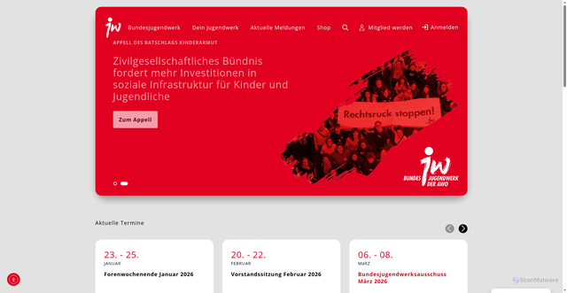 Security scan screenshot of https://www.bundesjugendwerk.de/