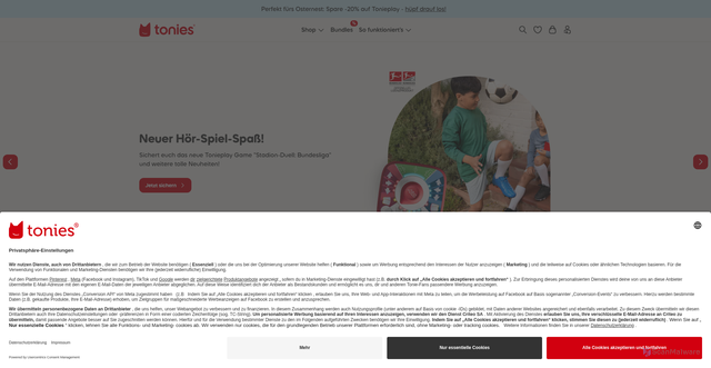 Security scan screenshot of https://tonies.com