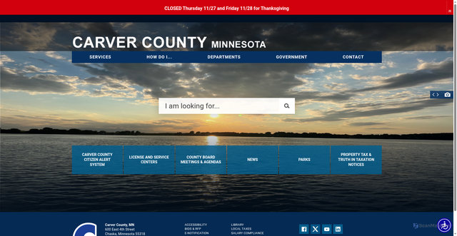 Security scan screenshot of https://www.carvercountymn.gov/
