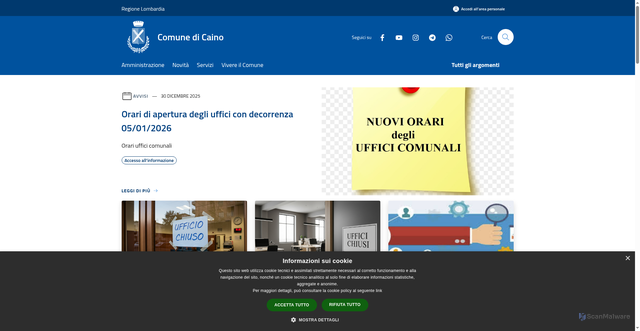 Security scan screenshot of https://www.comune.caino.bs.it/it