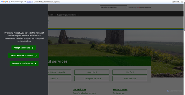Security scan screenshot of https://www.castlepoint.gov.uk:443/