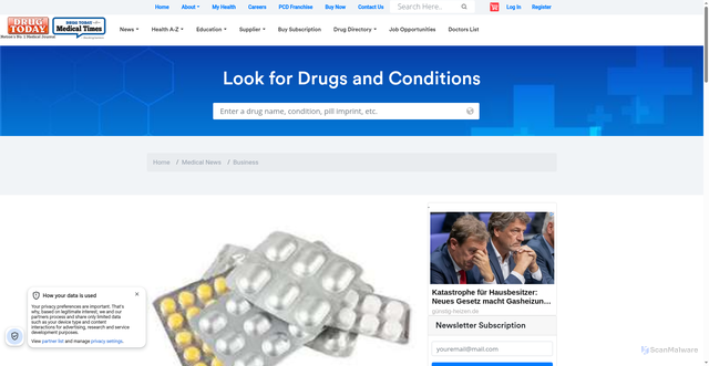 Security scan screenshot of https://drugtodayonline.com/medical-news/news-topic/27831-cetirizine-tablets-recalled-in-us-over-ranitidine-contamination-severe-allergic-reactions-possible