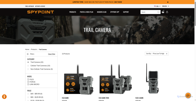 Security scan screenshot of https://www.spypoint.com/us/en/trail-camera