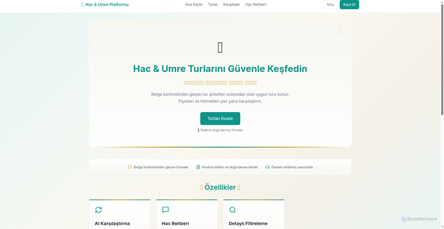 Security scan screenshot of https://hac-umre-platform.pages.dev/