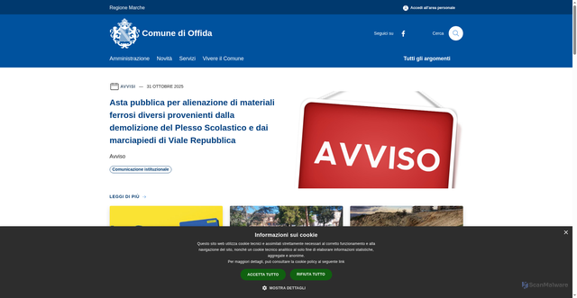 Security scan screenshot of https://www.comune.offida.ap.it/it