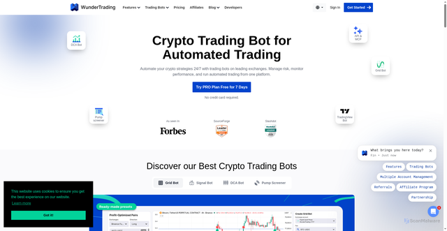 Security scan screenshot of https://wundertrading.com/en