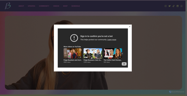 Security scan screenshot of https://paigebueckers.co/